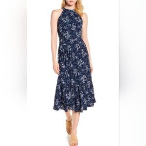 Michael Kors Floral Print Halter Neck Midi Dress, Large